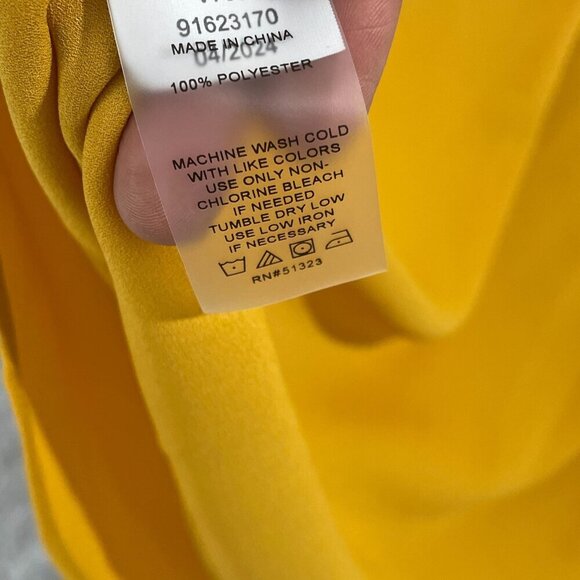 NEW Vince Camuto Womens XS V-Neck Flutter-Sleeve Golden Yellow Blouse Sheer - Picture 5 of 9